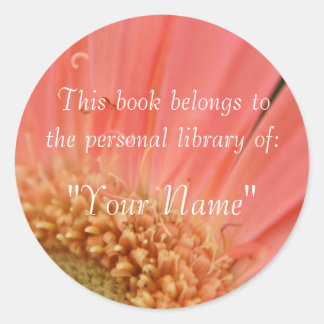 Soft Rosa Gerbera Personal Bibliotek Sticker Runt Klistermärke