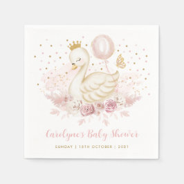 Soft Rosa Guld Svan Princess Balloon Flicka Pappersservett