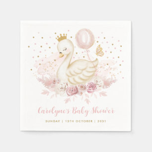 Soft Rosa Guld Svan Princess Balloon Flicka Pappersservett