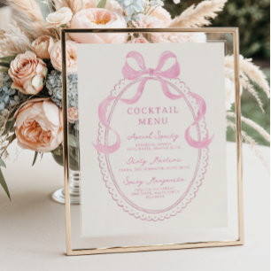 Soft Rosa Hand plockade Bow Ram Cocktail Poster