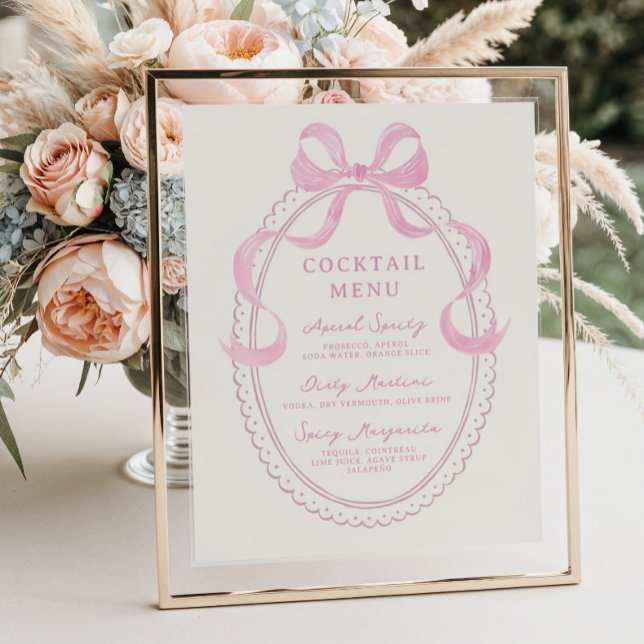 Soft Rosa Hand plockade Bow Ram Cocktail Poster (Skapare uppladdad)