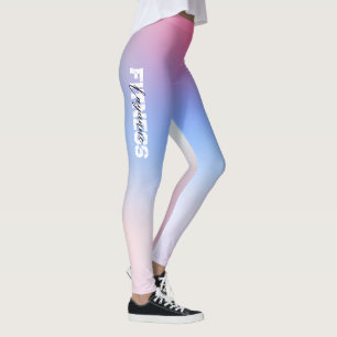 Soft Rosa Light Blue Gym Yoga Workout Leggings