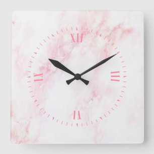 Soft Rosa Marble Struktur Fyrkantig Klocka