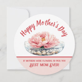 Soft Rosa Peony Mors dag Round Kort