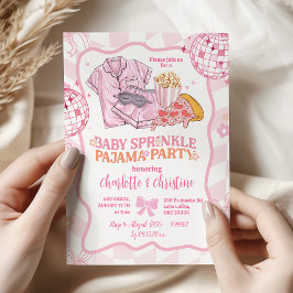 Soft Rosa Retro Baby Sprinkle Pajama Party Inbjudningar
