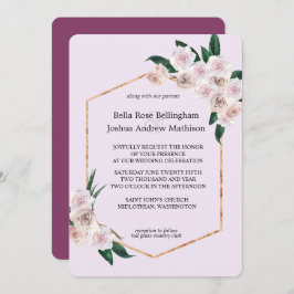 Soft Rosa ros Blommar Bröllop Inbjudningar