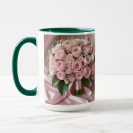 Soft Rosa ros Bröllop Bouquet Mugg