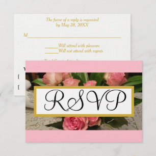 Soft Rosa ros Silver Bröllop OSA Guld Kort