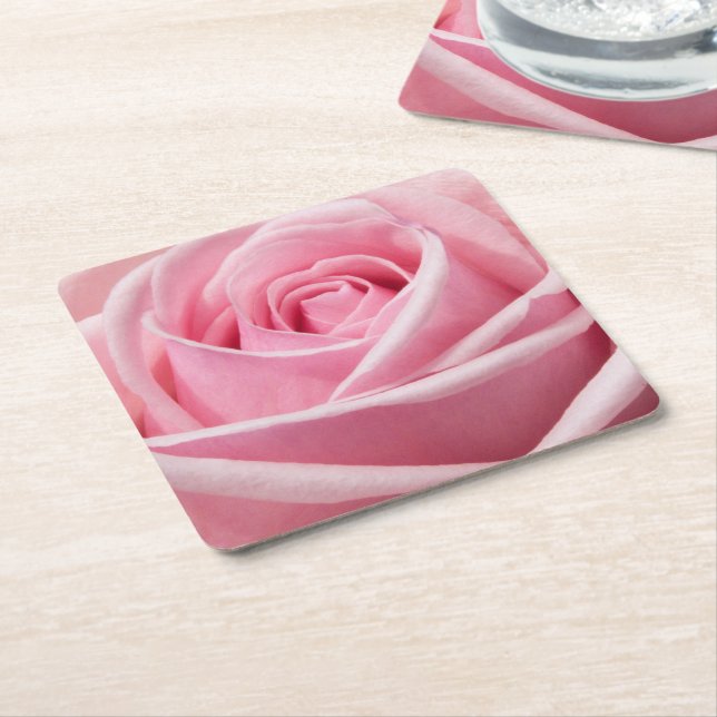 Soft Rosa ros Underlägg Papper Kvadrat (Vinklad)
