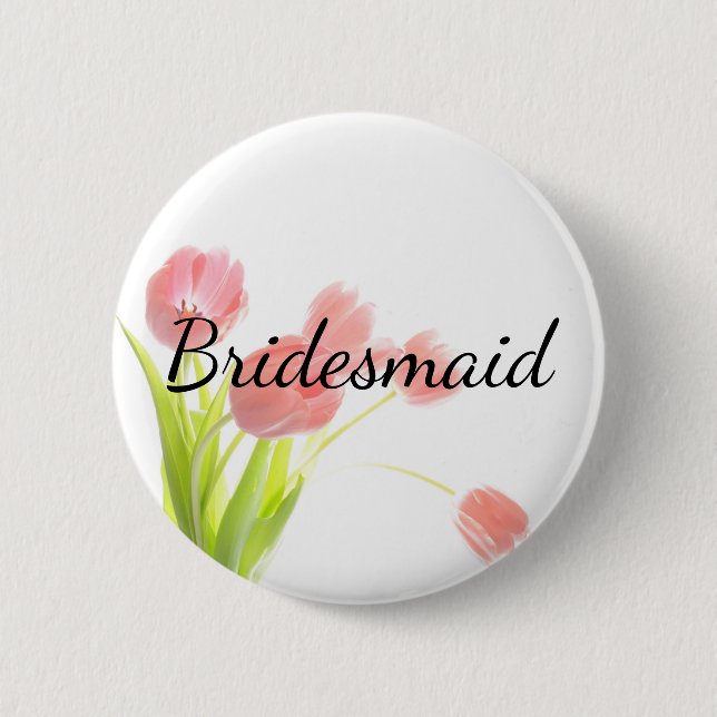 Soft Rosa Tulips Bridesmaid Knapp (Framsida)