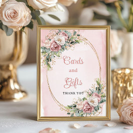 Soft Rose Gold Flowers Greenery Cards and Gifts Poster