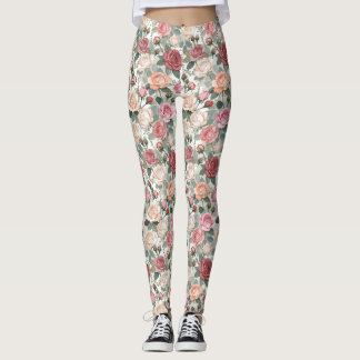Soft Roses & Foliage — Contemporary Feminine Elega Leggings