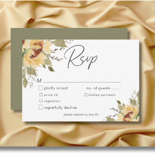 Soft Rustic Large Boho Solblommor Bröllop Middag OSA Kort