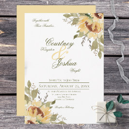 Soft Rustic Large Gult Solblommor Bröllop Inbjudningar