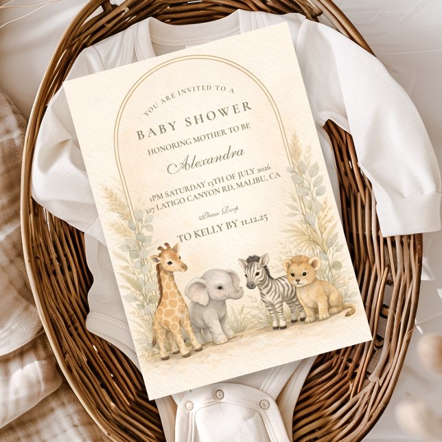 Soft Safari Jungle Baby Shower Inbjudningar (Skapare uppladdad)