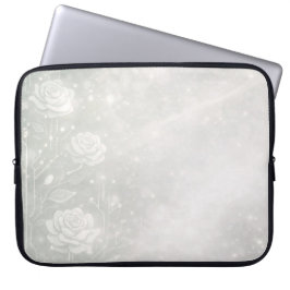Soft sage and frosted white florals AI art  Laptop Fodral