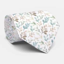 Soft Sage and Ochre Watercolor Leaves Pattern Slips