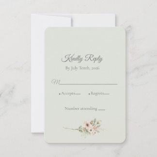 Soft Sage Botanical Wedding RSVP Card | OSA Kort