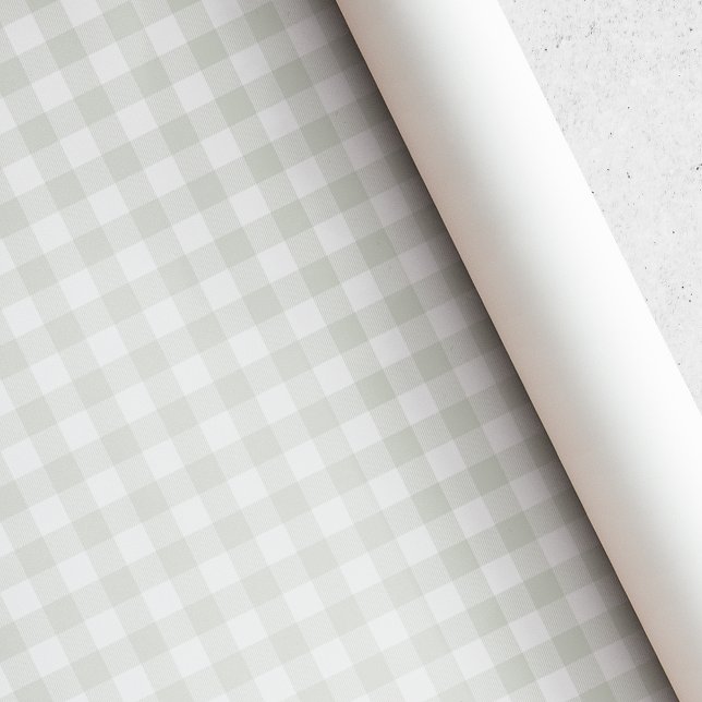 Soft Sage Buffalo Check Berry Första födelsedag Presentpapper (Skapare uppladdad)