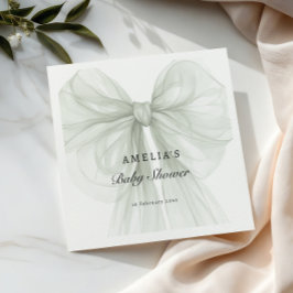 Soft Sage Chiffon Bow Neutral Baby Pappersservett