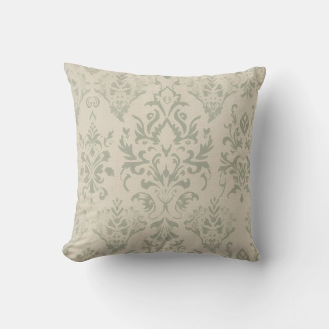 Soft Sage Damask Decorative Kudde (Framsida)