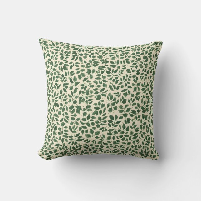 Soft Sage Green Botanical Leaf Foliage Pattern Kudde (Framsida)
