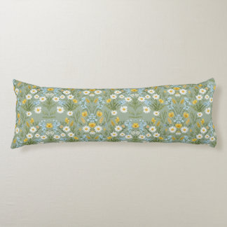 Soft Sage Green Daisy Meadow Floral Pattern Kroppskudde