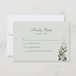 Soft Sage Green Floral Wedding RSVP Card OSA Kort