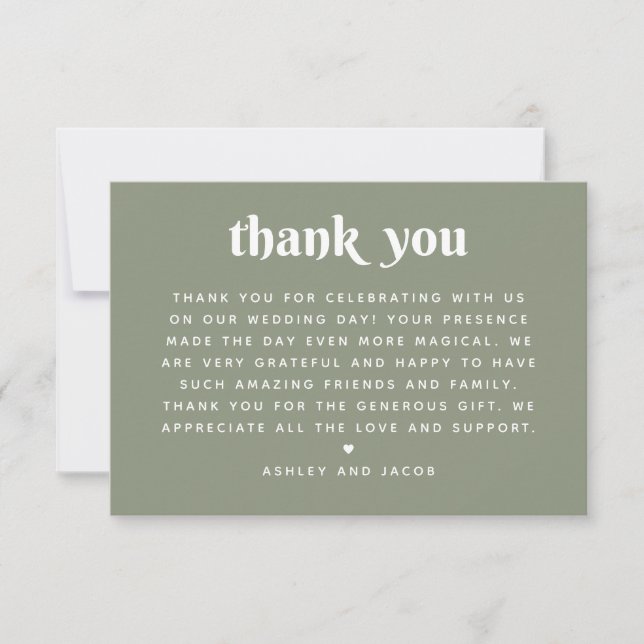 Soft Sage Green Wedding | Modern Clean Nature Tack Kort (Framsida)