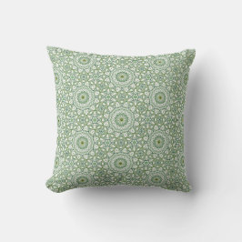 Soft Sage Tile Pattern in Green Geometric Design Kudde