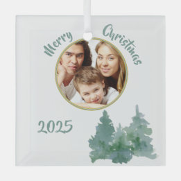 Soft Sea Green Photo Christmas Card Julgransdekoration