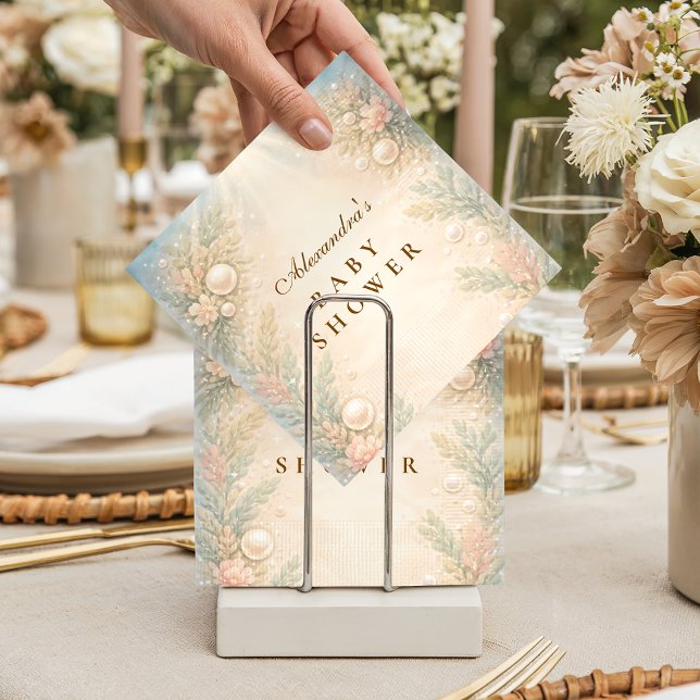 Soft Seaside Pearl Storybook Baby Shower Pappersservett (Skapare uppladdad)