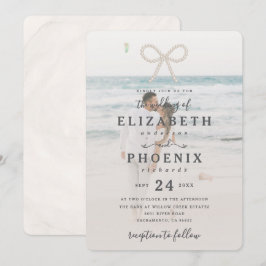 Soft Simple Pearl Bow Custom Photo Elegant Wedding Inbjudningar