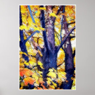 Soft Sketch Oak Träd i Färg hösten Poster