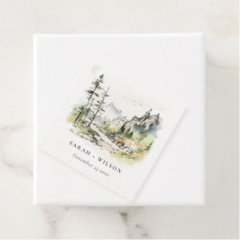 Soft Skogen Mountain Ligcape Sketch Bröllop Gåvor Etiketter