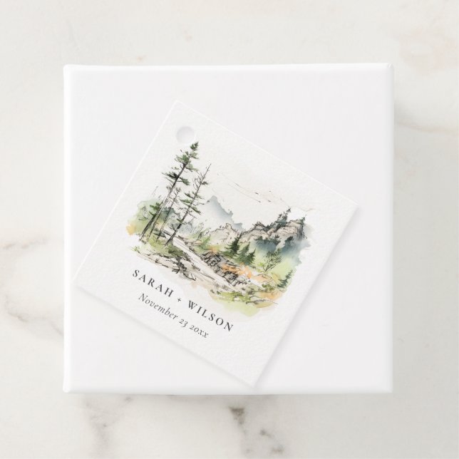 Soft Skogen Mountain Ligcape Sketch Bröllop Gåvor Etiketter (På plats)