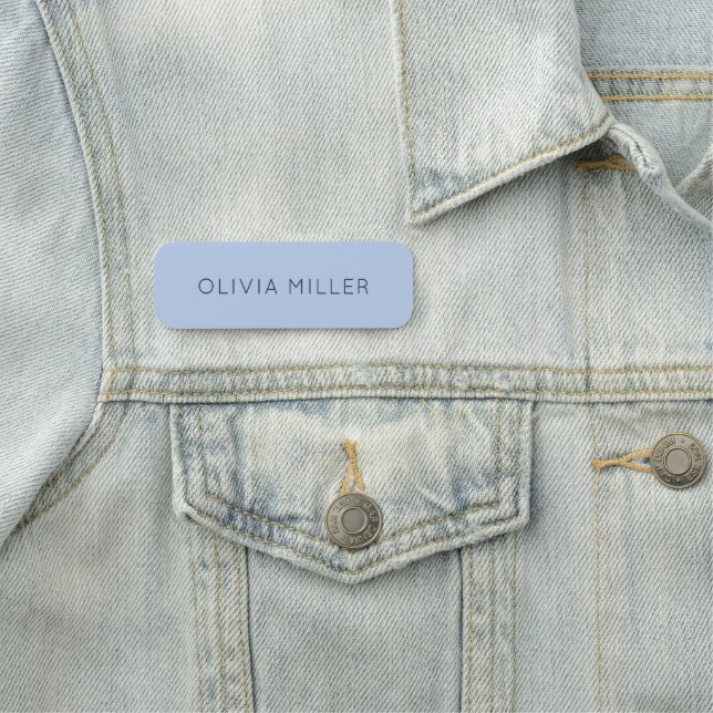 Soft Sky Blue Minimalist Name Tag Namnbricka (På plats)