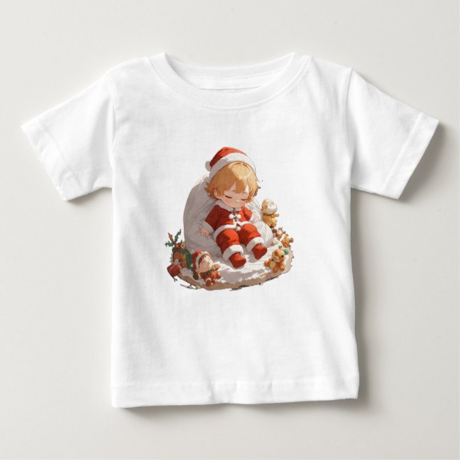 Soft Sleepy Santa Christmas Baby Fine Jersey Tee (Framsida)