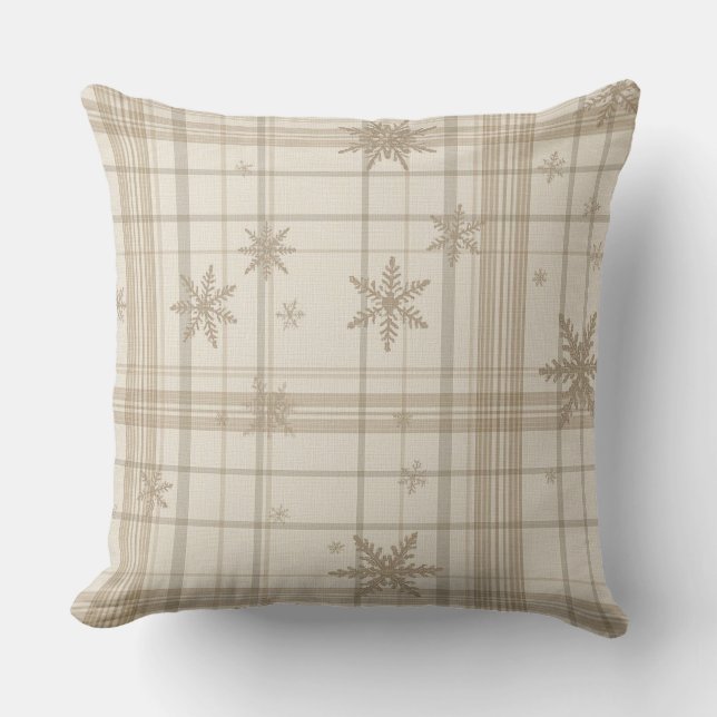 Soft Snowflake Gingham Plaid Throw Pillow Kudde (Framsida)