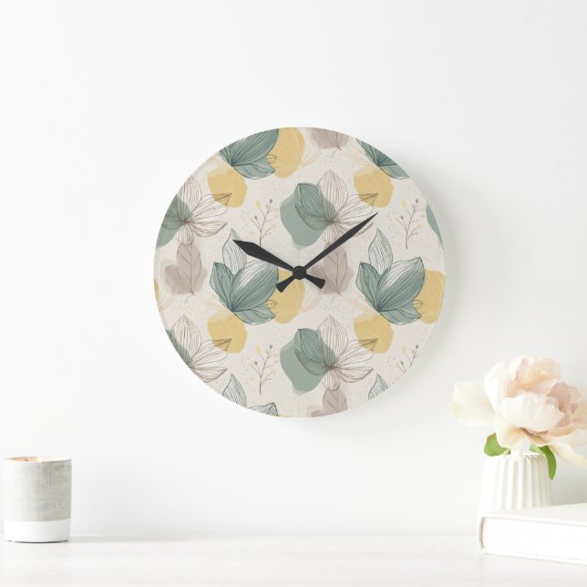 Soft Spring Botanical Wall Clock Stor Klocka (Hem)