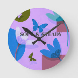 Soft & Steady Floral Butterfly Wall Clock Rund Klocka