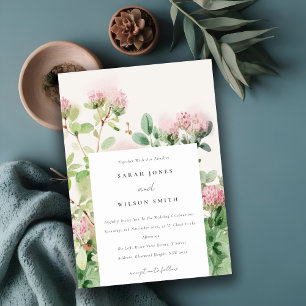 Soft Subtle Rosa Watercolor Blommigt Garden Weddin Inbjudningar