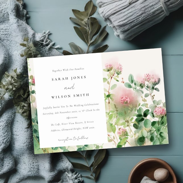 Soft Subtle Rosa Watercolor Blommigt Garden Weddin Inbjudningar (Skapare uppladdad)