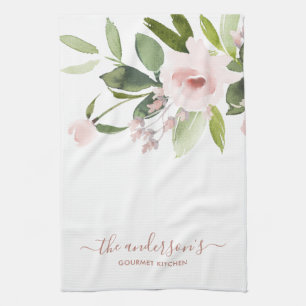 SOFT SUBTLE TRENDIG FÄRG TVÄTTAR BLOMMIGT för Kökshandduk