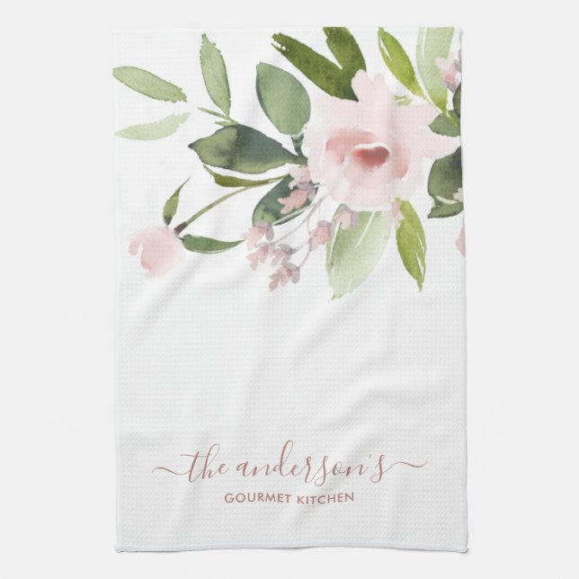 SOFT SUBTLE TRENDIG FÄRG TVÄTTAR BLOMMIGT för  ROS Kökshandduk (Vertikal)