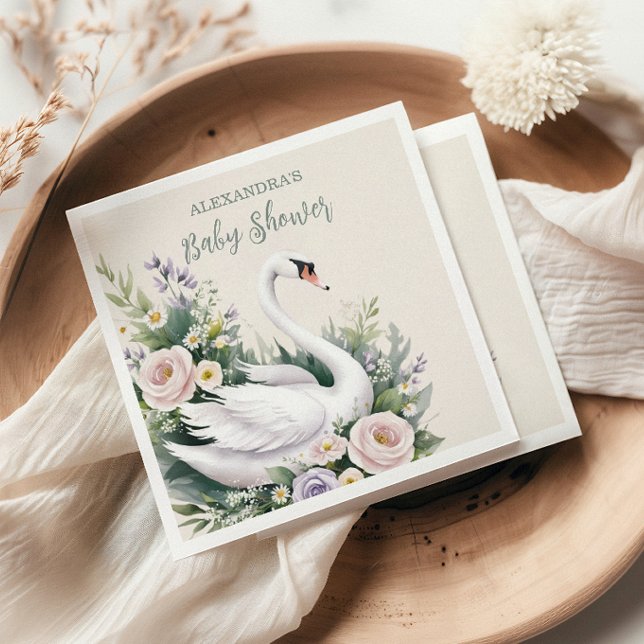 Soft  Svan Princess Baby Shower Pappersservett (Skapare uppladdad)