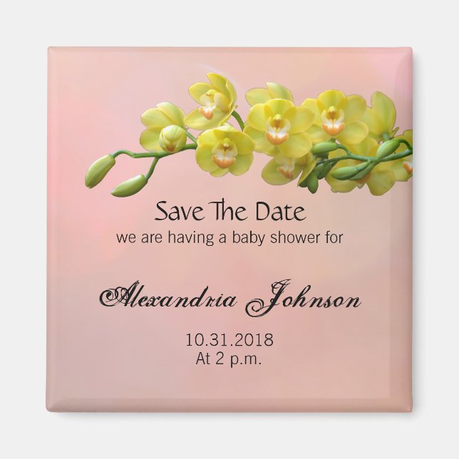 Soft Sweet Rosa Pastel Save Date Baby Shower Magnet (Framsidan)