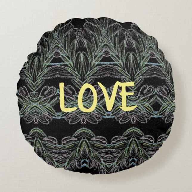 Soft Swirls Kärlek   Rund Kudde (Framsidan)