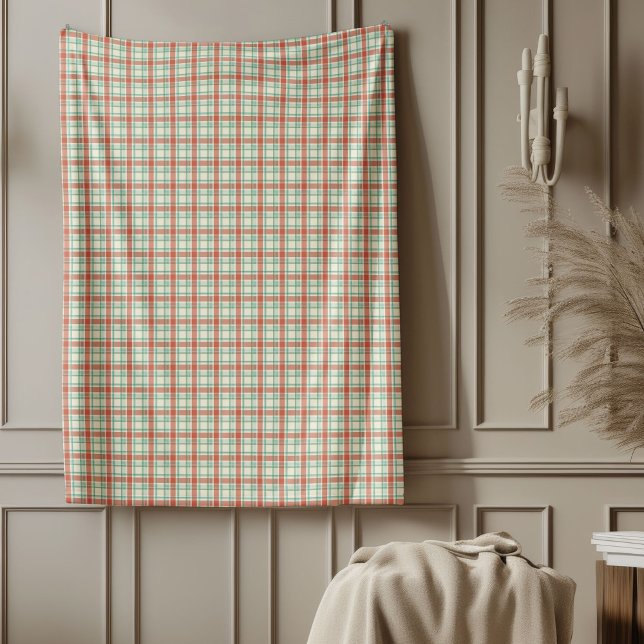Soft Tartan Blanket i Pastel julhus Fleecefilt (Soft Tartan Blanket in Pastel Christmas Hues)