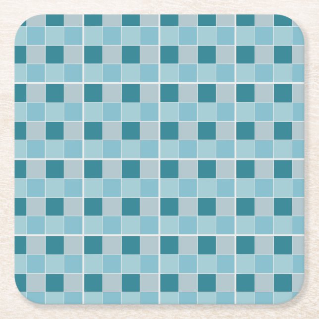 Soft Teal Checkerboard Notebook Modern Geometric Underlägg Papper Kvadrat (Framsidan)